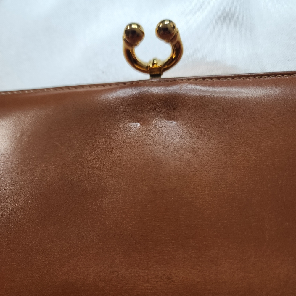 Gucci Vintage Brown Leather Horsebit Clasp Wallet W/ Dustbag & Gold Chain Strap - Picture 7 of 14